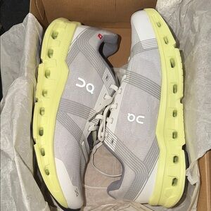 On Running Men's Light Gray and Lemon Performance Running Shoes